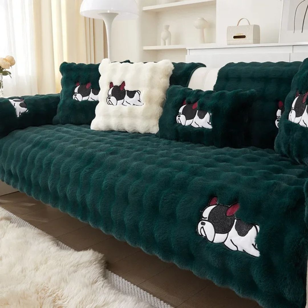 Cartoon Dog Plush Sofa Cover