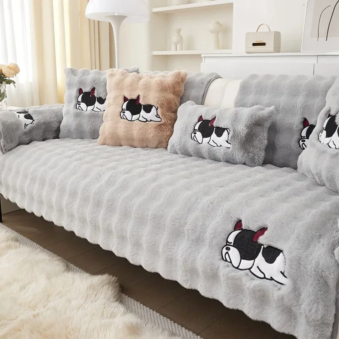 Cartoon Dog Plush Sofa Cover