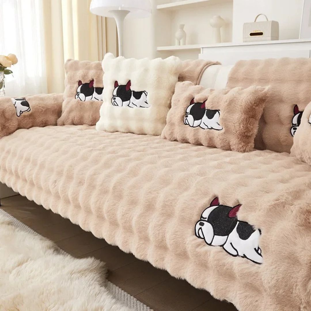 Cartoon Dog Plush Sofa Cover