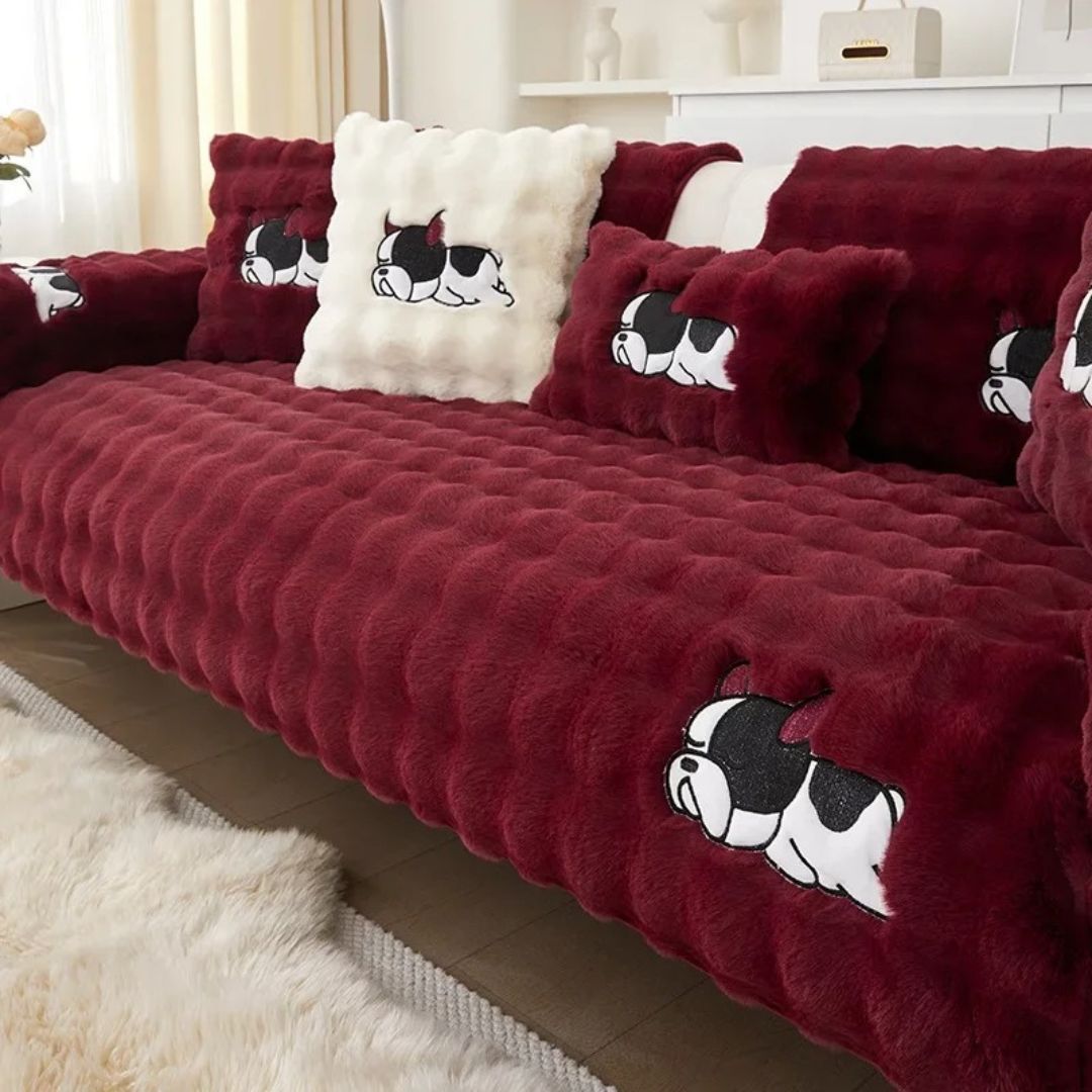 Cartoon Dog Plush Sofa Cover