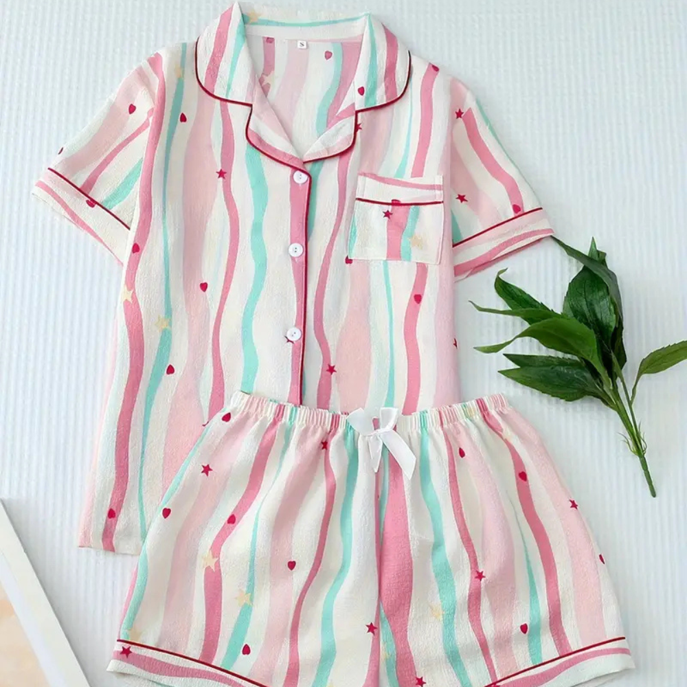 Pastel Striped Pajama Set