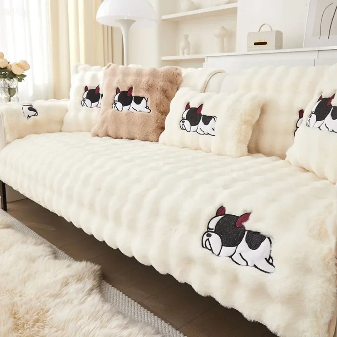 Cartoon Dog Plush Sofa Cover