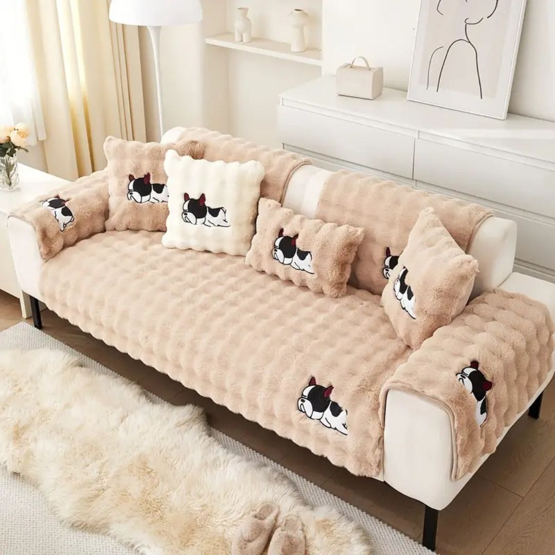 Cartoon Dog Plush Sofa Cover