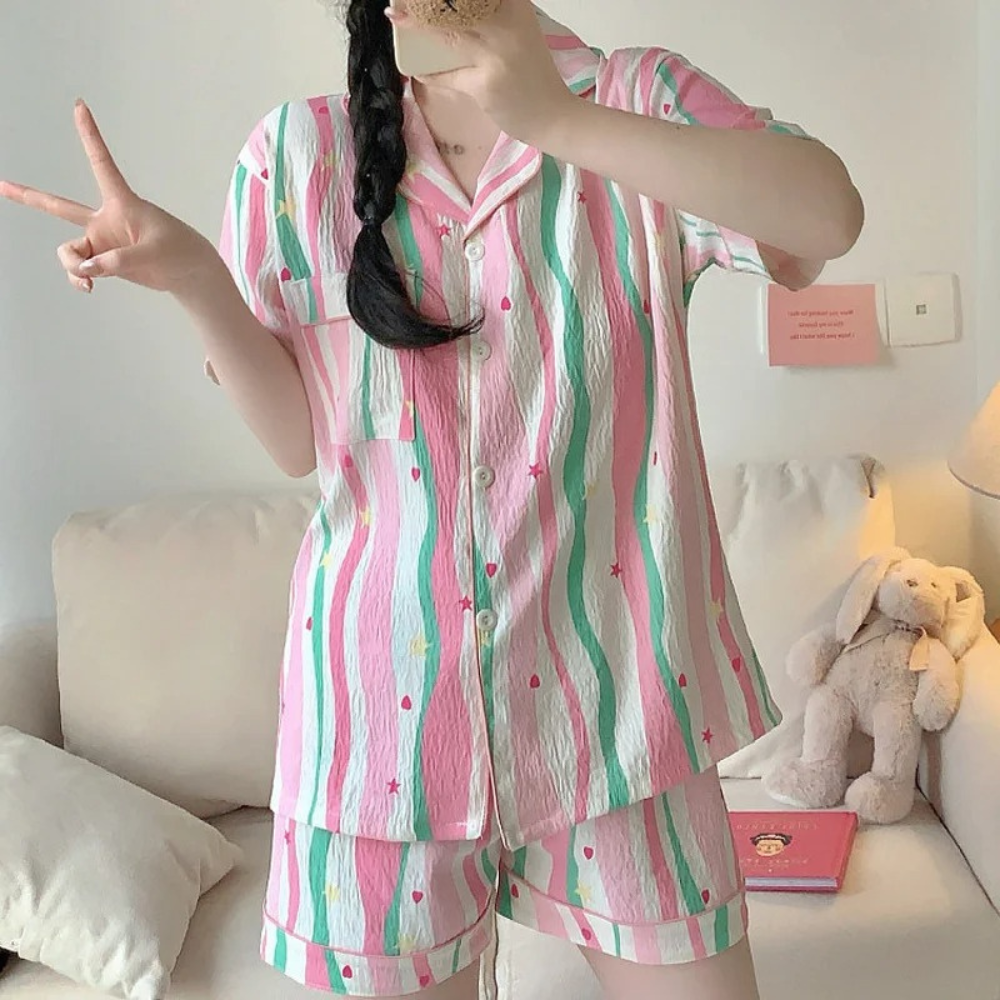 Pastel Striped Pajama Set